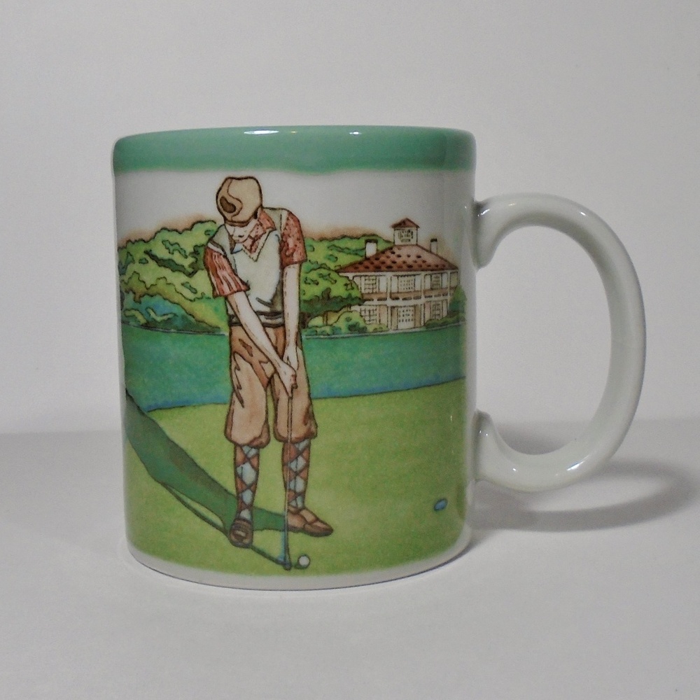Otagiri Japan Cup Mug Coffee Tea Hot Drinks Painted Golf VTG Men's Gift Sport